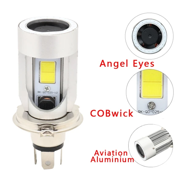 Motosiklet Farı H4 DC12-80V 20W 6000K 2000LM Kırmızı Melek Gözlü - 3