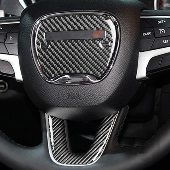 Dodge Challenger 2015 ve Sonrası Sol Direksiyon Karbon Fiber Direksiyon Logosu ve Çene Dekoratif Sticker Seti 2 Parça - 6