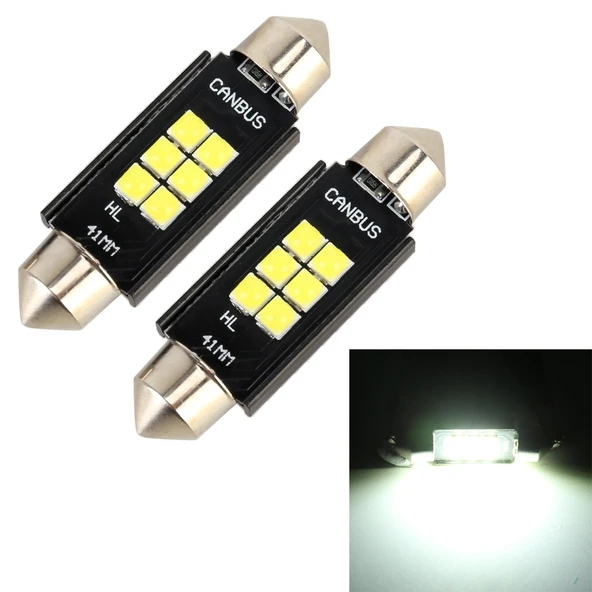2 Adet 41mm DC12V 2.5W 6000K 170LM 6 LED SMD-3030 Araba Okuma Lambası Kubbe Işığı