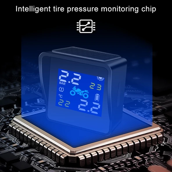 Evrensel Motosiklet Kablosuz Yüksek Hassasiyetli Güneş Enerjili TPMS Lastik Basınç Alarm Sistemi Dış Lastik Monitörü - 8