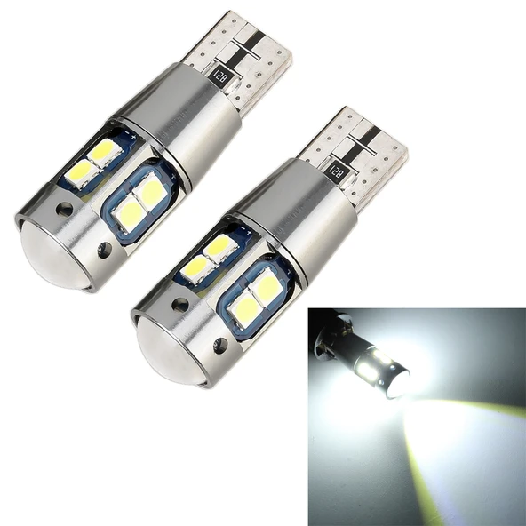 2 Adet T10 12V 2.3W 6000K 180LM 10 LED SMD-3030 Araç İç Aydınlatma Dekoderli