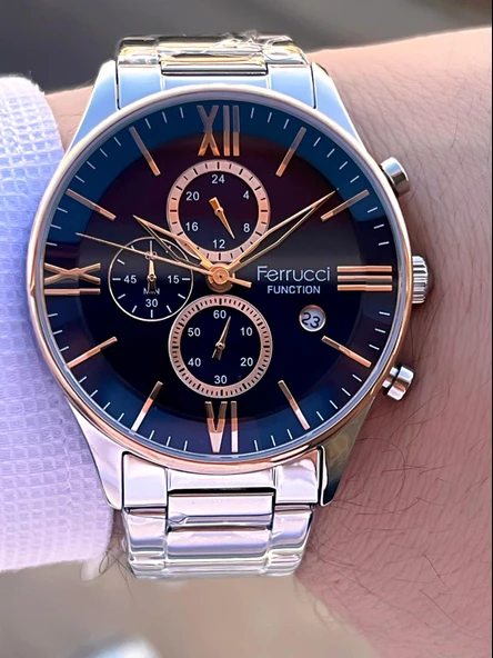 Ferrucci 2 Yıl Garantili Çelik Kordon İç Kadran Özellikleri Aktif 3 Atm Erkek Kol Saati EF.14079.02 - Resim 3