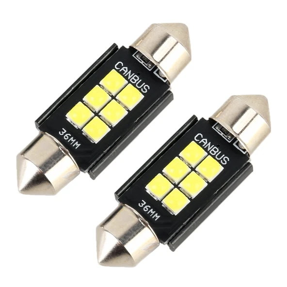 2 Adet 36mm DC12V 2.5W 6000K 170LM 6 LED SMD-3030 Araba Okuma Lambası Kubbe Işığı - 2