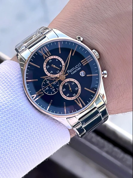 Ferrucci 2 Yıl Garantili Çelik Kordon İç Kadran Özellikleri Aktif 3 Atm Erkek Kol Saati EF.14079.02 - Resim 2