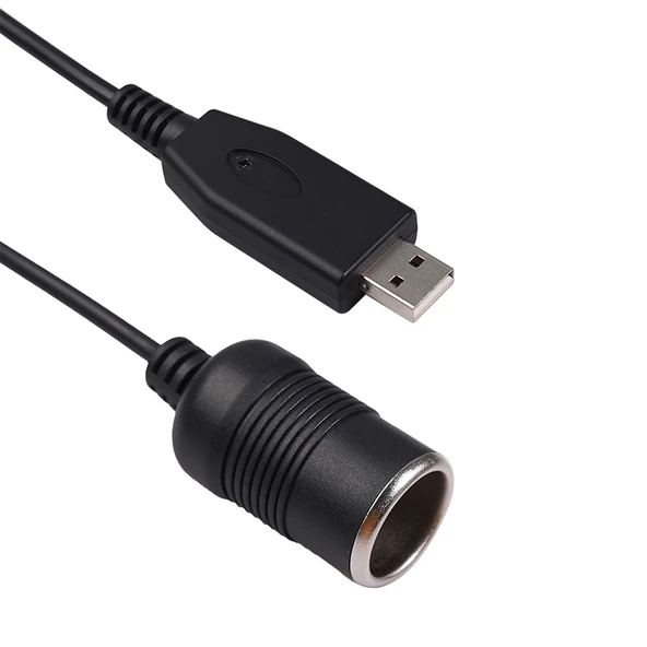 Araç Dönüştürücü USB Porttan Araç Çakmak Soketine Kadın 5V den 12V ye Güç Adaptör Kablosu Siyah - 3