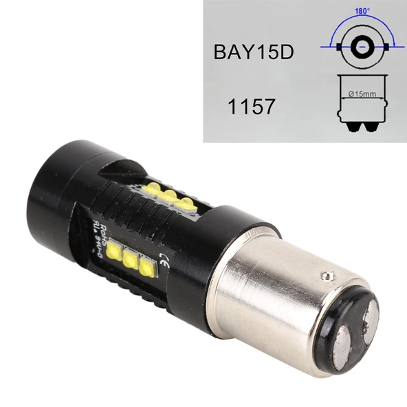 2 Adet 1157 BAY15D Model DC12V 4.3W 6000K 500LM 12 LED SMD-2525 Araba Fren Lambası - 3
