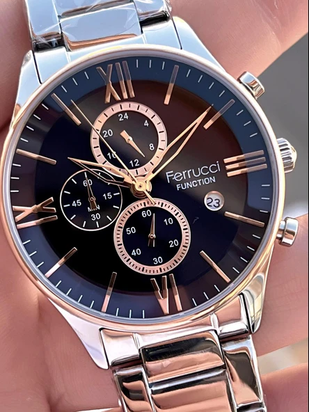 Ferrucci 2 Yıl Garantili Çelik Kordon İç Kadran Özellikleri Aktif 3 Atm Erkek Kol Saati EF.14079.02 - Resim 4