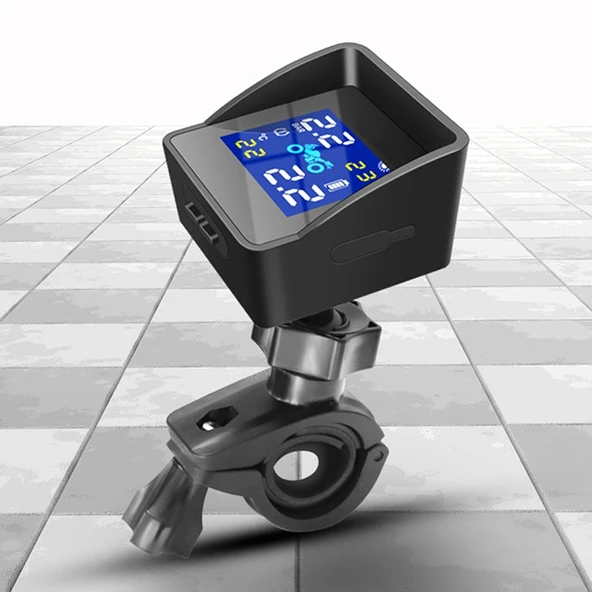 Evrensel Motosiklet Kablosuz Yüksek Hassasiyetli Güneş Enerjili TPMS Lastik Basınç Alarm Sistemi Dış Lastik Monitörü - 3
