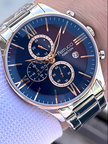 Ferrucci 2 Yıl Garantili Çelik Kordon İç Kadran Özellikleri Aktif 3 Atm Erkek Kol Saati EF.14079.02 ürün görseli