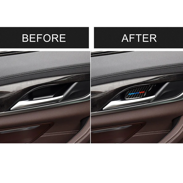 BMW 5 Serisi G38 528Li 530Li 540Li 2018 Karbon Fiber Kapı İç Kolu Bilek Paneli Dekoratif Sticker 4 Parça - 7