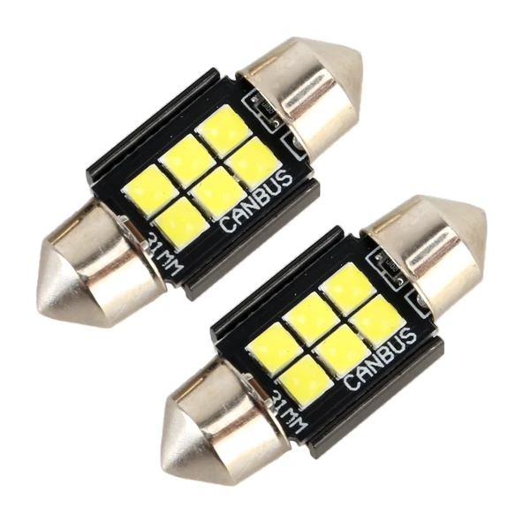2 Adet 31mm DC12V 2.5W 6000K 170LM 6 LED SMD-3030 Araba Okuma Lambası Kubbe Işığı - 2