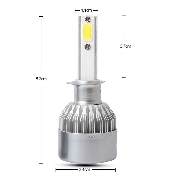 2 Adet H1 18W 1800 LM 8000K IP68 Canbus Sabit Akım Araba LED Far 2 COB Lambalı Buz Mavisi Işık - 3