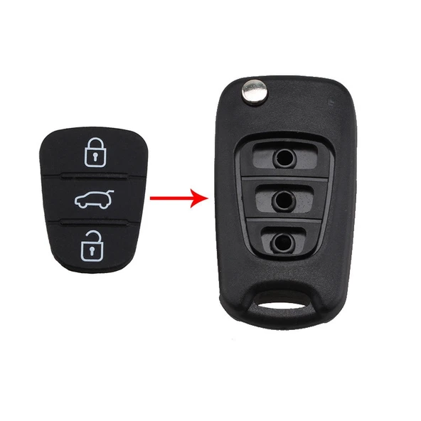 Hyundai Kia 3 Butonlu Araba Anahtarı Silikon Tuş Pedi Yedek - 4