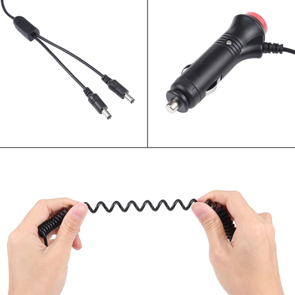 12-24V Araç Çakmak Anahtarlı Fiş DC5.5x2.1mm Şarj Yaylı Güç Kablosu - 4