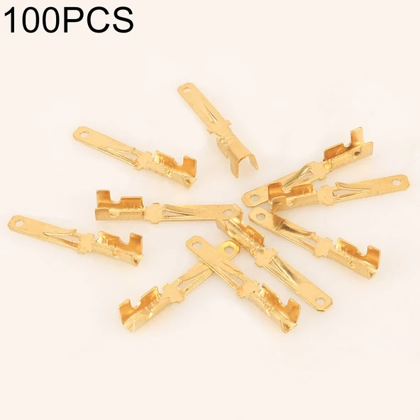 100 Adet 2.8mm Erkek Terminal Hoparlör Kablosu Çatal Uçlu Altın Kaplama Bakır