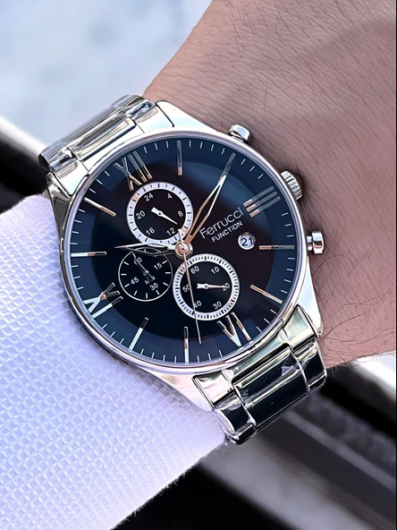 Ferrucci 2 Yıl Garantili Çelik Kordon İç Kadran Özellikleri Aktif 3 Atm Erkek Kol Saati EF.14079.04 - Resim 2