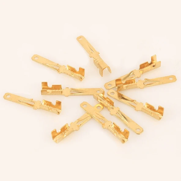 100 Adet 2.8mm Erkek Terminal Hoparlör Kablosu Çatal Uçlu Altın Kaplama Bakır - 4