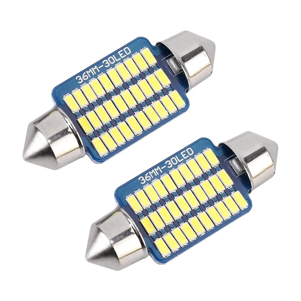 2 Adet 36mm 1.5W 6000K 100LM 30 LED SMD-3014 Araç Plaka Lambası ve Tavan Lambası Dekoderli - 2