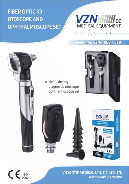 VZN Fiber Optik Otoskop ve Oftalmoskop Seti - 2 Başlıklı - 10 Renk Filtre - 4