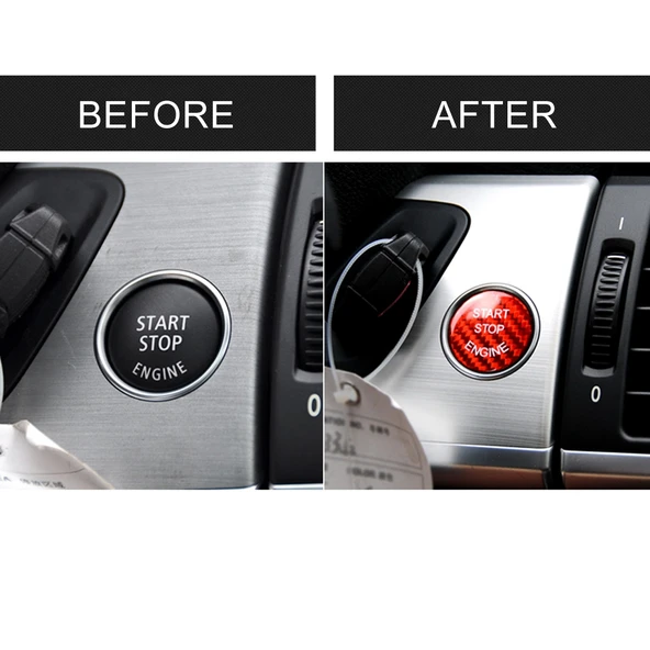 BMW F G Şasi Karbon Fiber Motor Başlatma Düğmesi Kapağı Kırmızı - 5