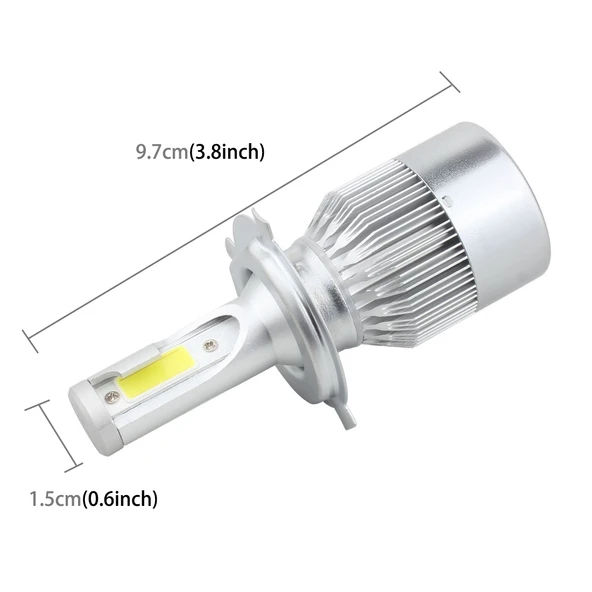 H4 Model 18W 1800LM 6000K IP68 Canbus Sabit Akım Araç LED Far 2 COB Lambalı Beyaz Işık - 3