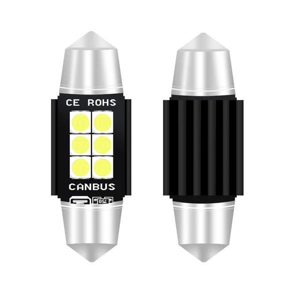 2 Adet 36mm 3W 6000K 660LM 6 LED SMD-3030 Araç Okuma Lambası ve Plaka Lambası DC12V-24V