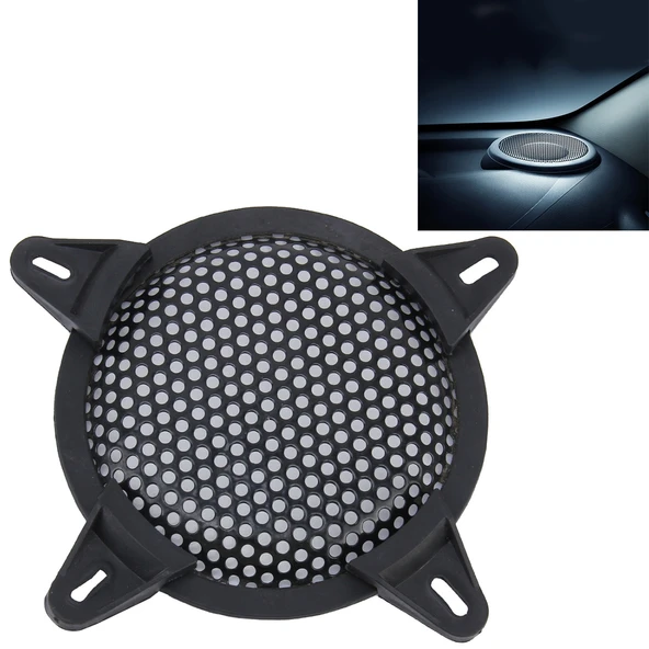 5 İnç Metal Mesh Siyah Yuvarlak Delikli Subwoofer Hoparlör Koruyucu Kapağı Sabit Tutuculu