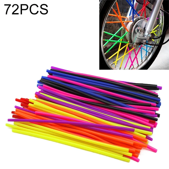 72 Parça 24cm Renkli Tekerlek Jant Teli Kaplama Seti Motor/Motokros/Bisiklet
