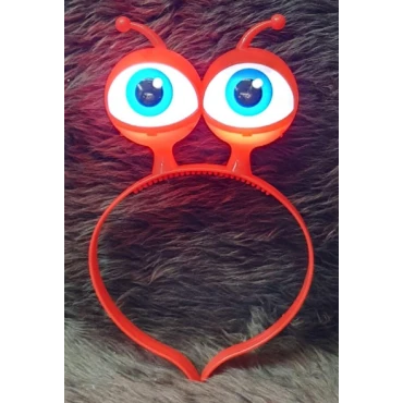 Led Işıklı & Pilli Uzaylı Göz Parti Tacı Kırmızı Renk