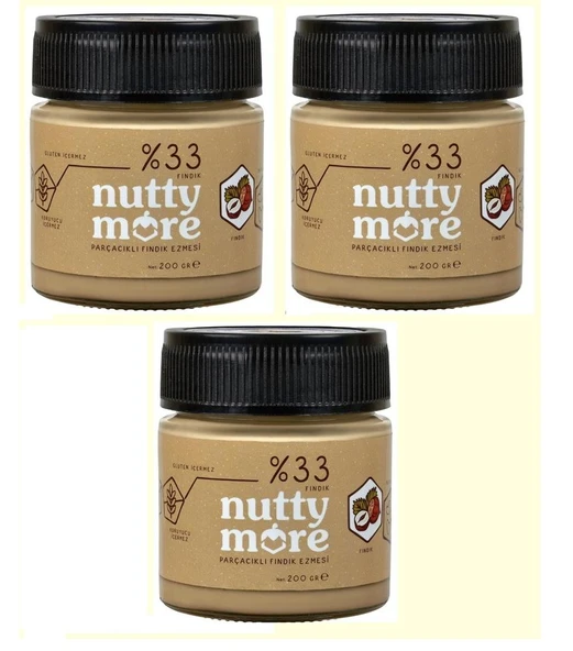 Nutty More %33 Fındık Parçacıklı Fındık Ezmesi 200 gr x 3 Adet - 2