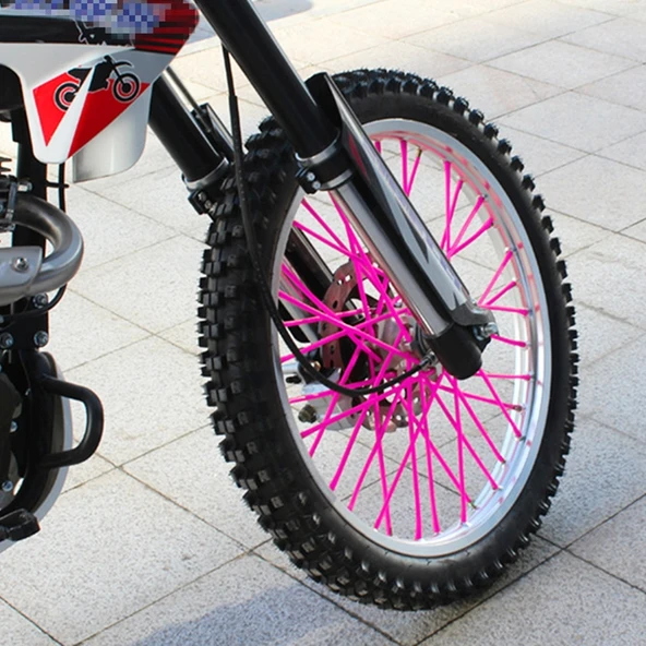 72 Parça 24cm Renkli Tekerlek Jant Teli Kaplama Seti Motor/Motokros/Bisiklet - 6