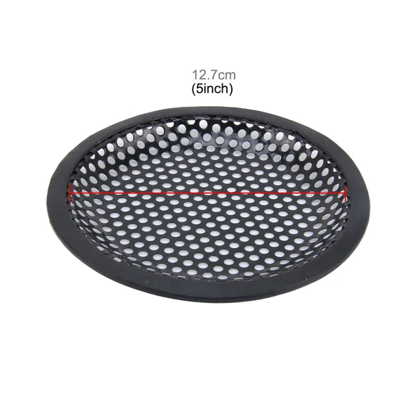 5 İnç Metal Mesh Siyah Yuvarlak Delikli Subwoofer Hoparlör Koruyucu Kapağı Sabit Tutuculu - 3