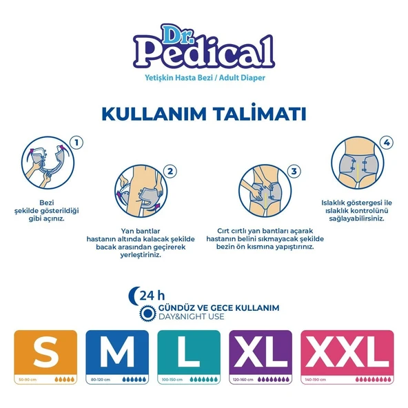 Dr. Pedical Belbantlı Tekstil Yüzey Hasta Bezi Ekstra Ekstra Large (2xl) 90'lı - Resim 3
