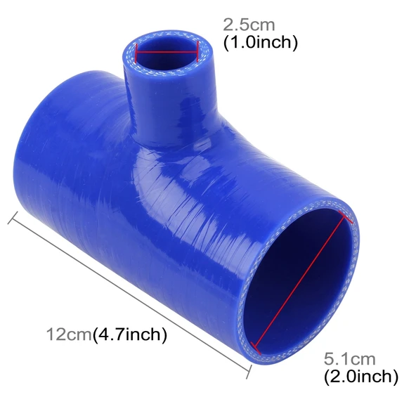 Evrensel Araba Buhar Borusu Silikon Dirsek T Tipi Redüktör Hortum Silikon Emme Bağlantı Borusu Turboşarj Silikon Boru İç Çap 51x25mm - 6