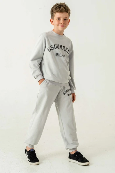 Çift Cepli Pamuklu 2 Parça Erkek Çocuk Eşofman Takımı - Resim 5