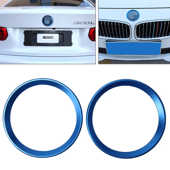BMW 5 Serisi Direksiyon Süsü Mavi Logo Halkası 2'li Set