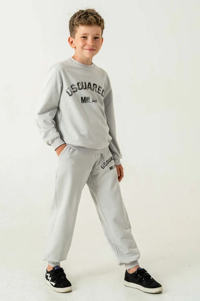 Çift Cepli Pamuklu 2 Parça Erkek Çocuk Eşofman Takımı - Resim 6