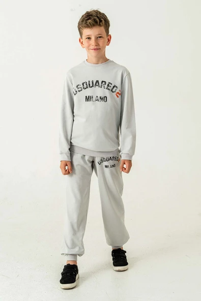 Çift Cepli Pamuklu 2 Parça Erkek Çocuk Eşofman Takımı - Resim 4