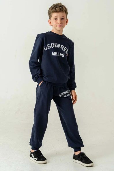 Çift Cepli Pamuklu 2 Parça Erkek Çocuk Eşofman Takımı - Resim 9