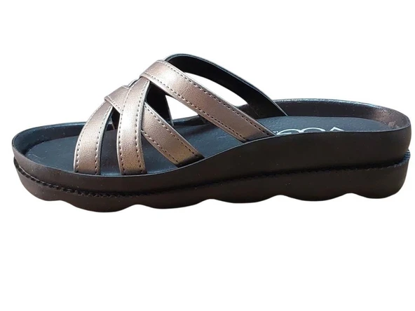 VOGA 1727 PLATİN CİLT DÜZ TABAN COMFORT CASUAL GÜNLÜK TERLİK - 5