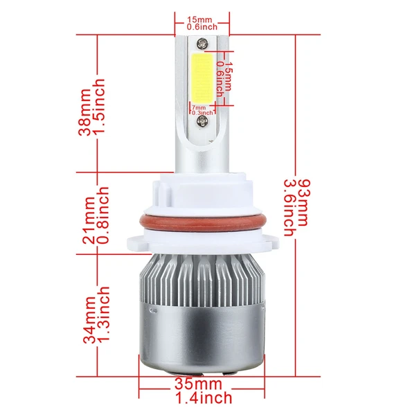 9007 Model 18W 1800 Lumen 6000K IP68 Casnbus Sabit Akım Araba LED Far 2 COB Lambalı Beyaz Işık - 3