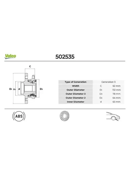 ON TEKER PORYASI (RULMANLI) FOCUS - C-MAX 03 VOLVO C30 0612 C70 II 06 S40 II V50 04