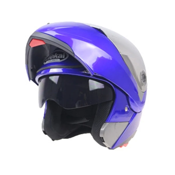 JIEKAI 105 Tam Yüz Kask Elektrikli Motosiklet Çift Lens Koruyucu Kask XL Beden Mavi Gri - 3