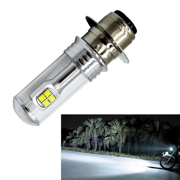 Motosiklet Farı 750LM 6000K Beyaz H6M P15D 40W 8 LED Ampul DC 12-24V