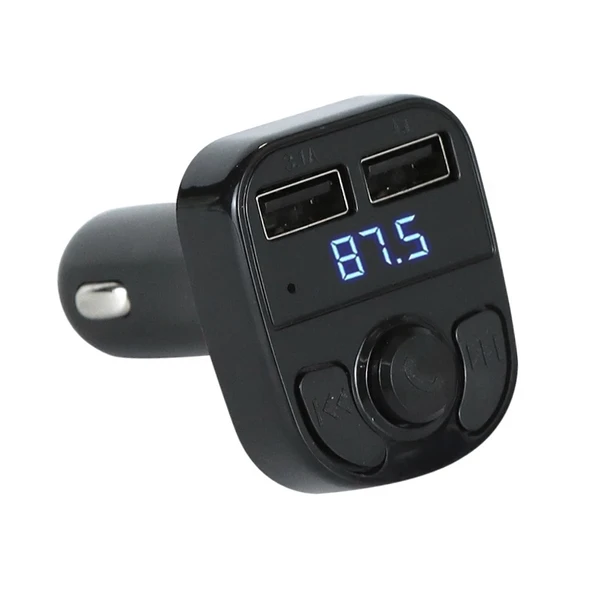X8 3 in 1 Kablosuz Araç MP3 Çalar FM Verici Çift USB Portlu Dijital Ekranlı Kablosuz Araç Şarj Adaptörü