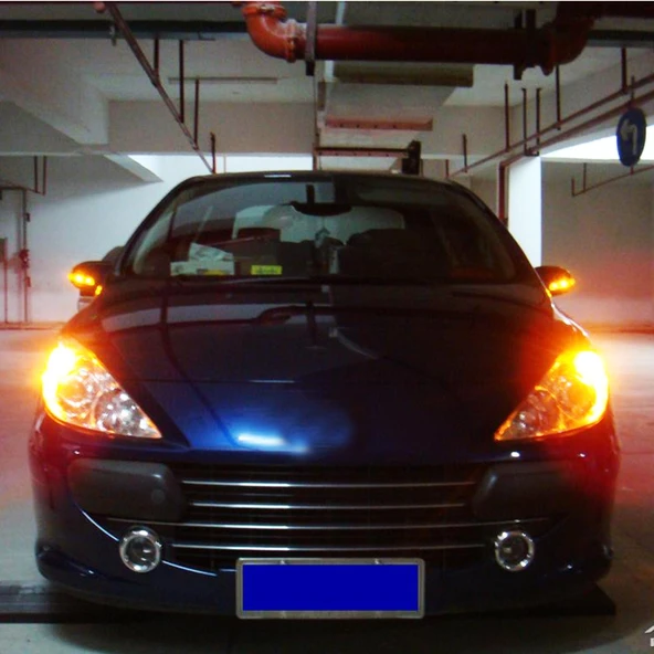 2 Adet T20 7440 5W 250LM 6000K Beyaz LED Araç Sinyal ve Geri Vites Lambası 16 LED SMD-2835 DC 12V - 10