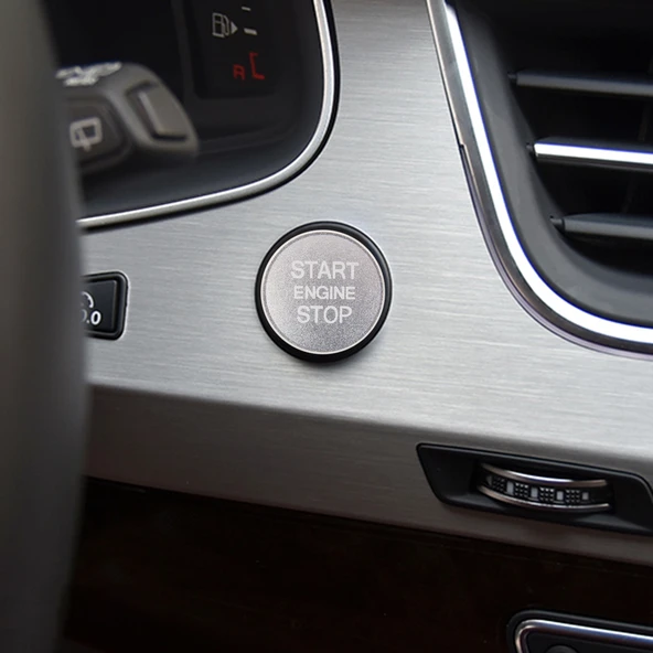 Audi Araç Motor Başlatma Tuşu Kapak Trim - Gümüş Alüminyum Alaşım - 7