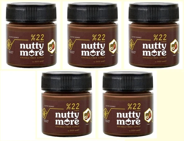 Nutty More  %22 Kakaolu Fındık Ezmesi 200 gr x 5 Adet