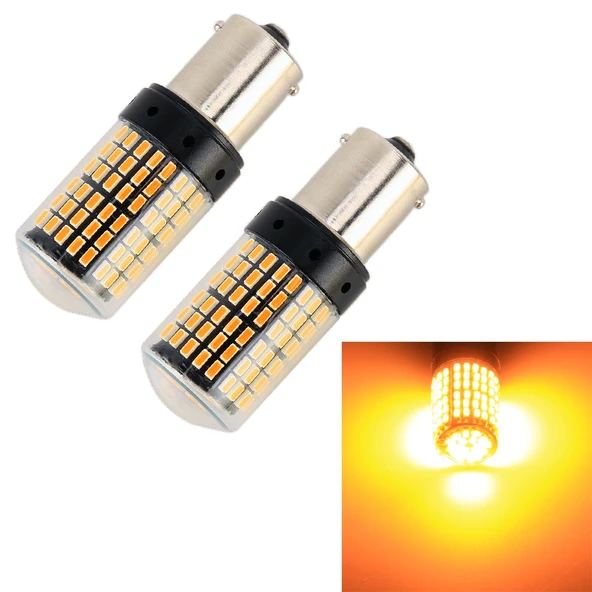 2 Adet 1156 BAU15S DC12V 18W 1080LM Araba Sinyal Lambası Sarı Işık SMD-3014