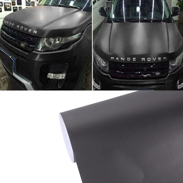 5m x 0.5m Siyah Buz Mavisi Metalik Mat Araç Kaplama Sticker Hava Kabarcıksız